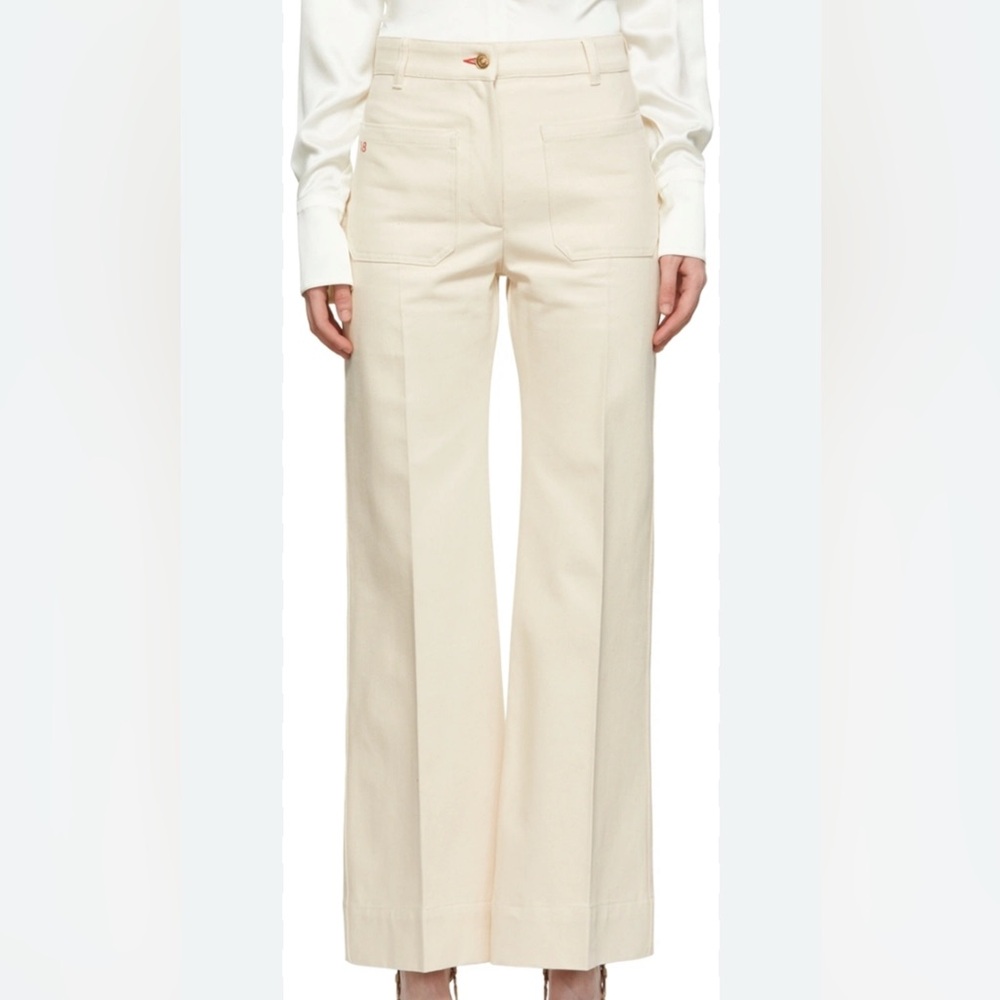 SOLD - Victoria Beckham Wide-Leg Trousers Alina Jeans Raw Ecru 26